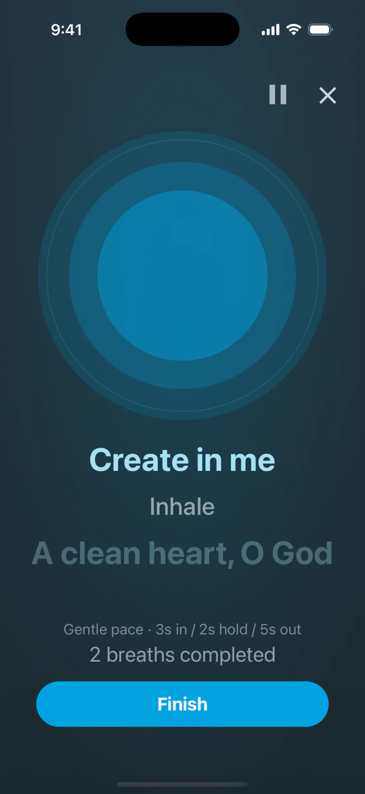 Bearing Fruit breath prayer screen.